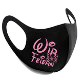 Junggesellenshirts.de Masken Schwarz Maske BW 3 Farben "Wir Feiern"