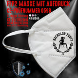 Junggesellenshirts.de Masken Weiß FFP2 Maske "Bachelor Party" 4 Farben