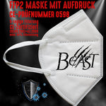 Junggesellenshirts.de Masken Weiß FFP2 Maske "Beast" 3 Farben
