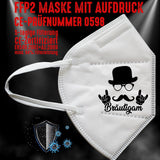 Junggesellenshirts.de Masken Weiß FFP2 Maske "Bräutigam" 3 Farben