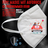 Junggesellenshirts.de Masken Weiß FFP2 Maske "Just Married" 4 Farben