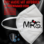 Junggesellenshirts.de Masken Weiß FFP2 Maske "Mrs. Mouse" 3 Farben