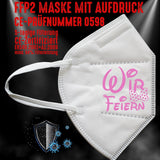 Junggesellenshirts.de Masken Weiß FFP2 Maske "Wir Feiern Mouse" 3 Farben
