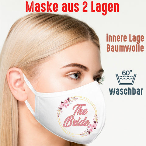 Maske 2 Lagen "The Bride" - Junggesellenshirts.de